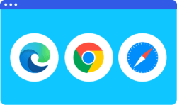 Scherm met drie iconen van browsers